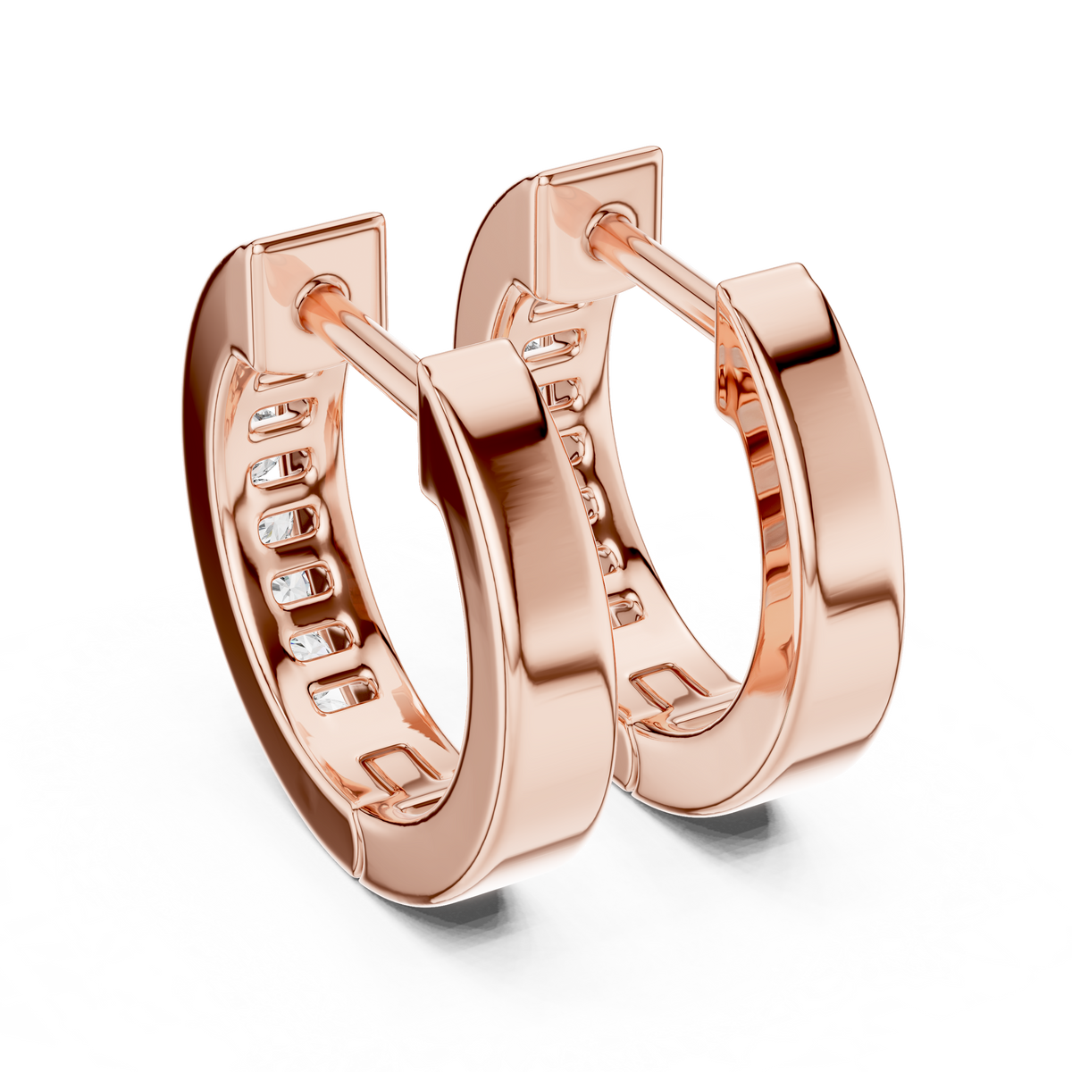 Elegant Channel Set Round Diamond Hoops