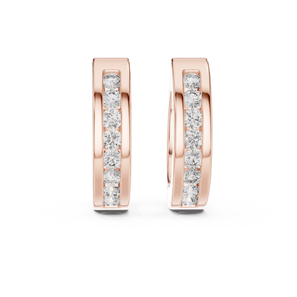 Elegant Channel Set Round Diamond Hoops