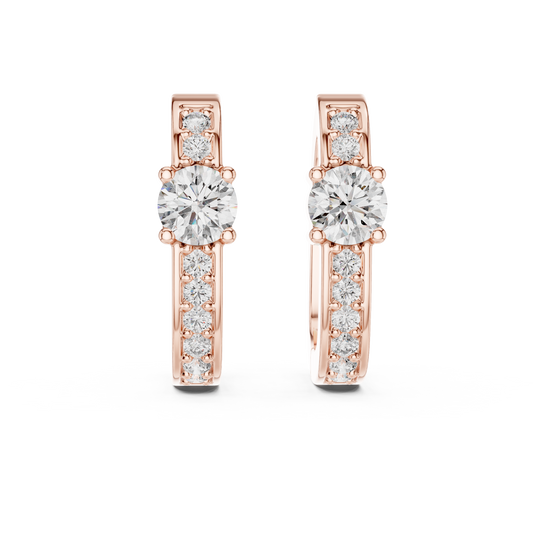 Regal Solitaire Channel Set Diamond Hoops
