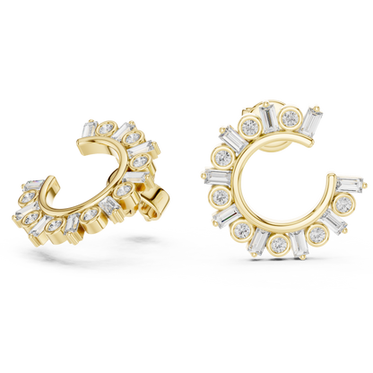 Regal Alternating Round Baguette Diamond Hoops