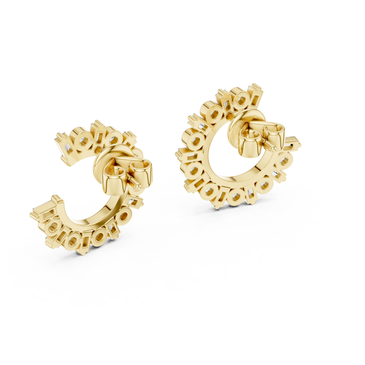 Regal Alternating Round Baguette Diamond Hoops