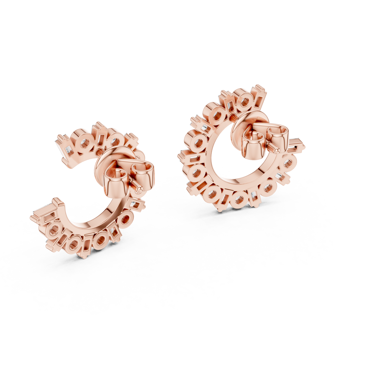 Regal Alternating Round Baguette Diamond Hoops