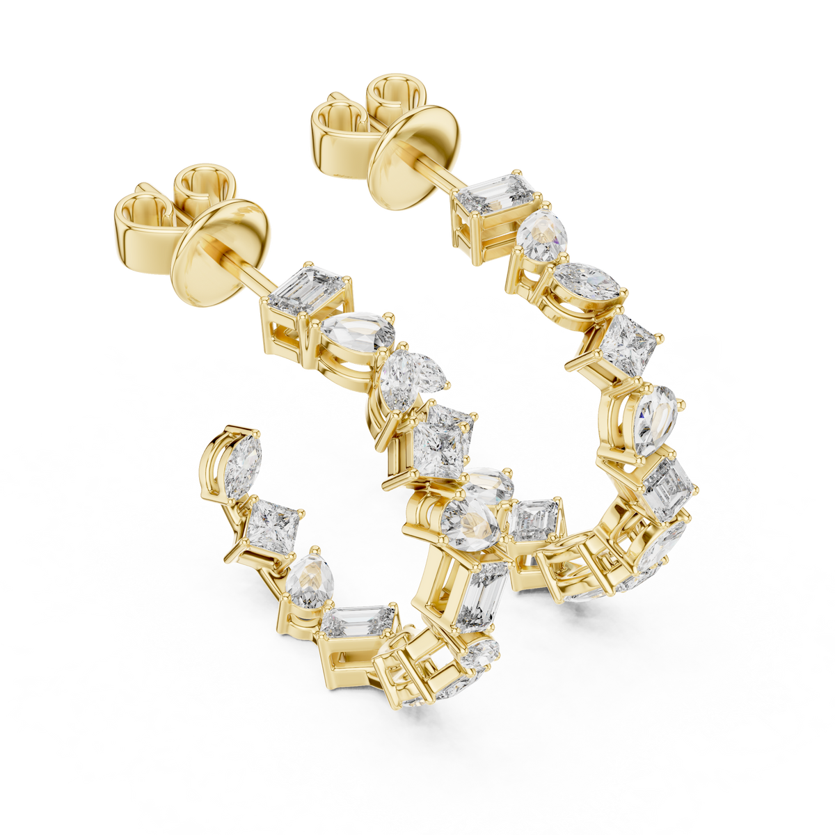 Regal Geometric Multi-Cut Diamond Hoops