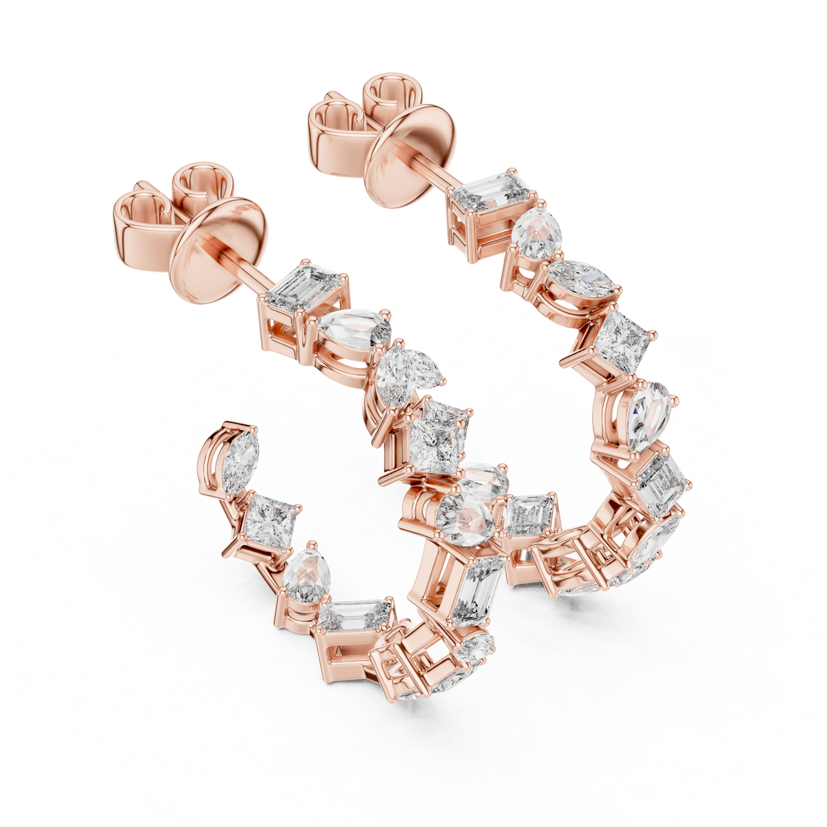 Regal Geometric Multi-Cut Diamond Hoops