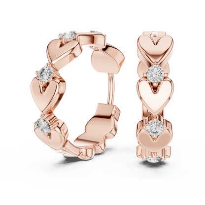 Elegant Triple Heart Diamond Hoops