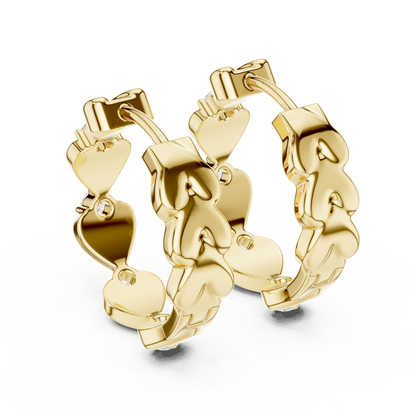 Elegant Triple Heart Diamond Hoops