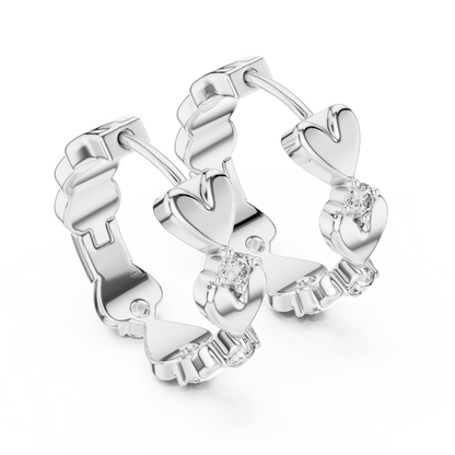 Elegant Triple Heart Diamond Hoops