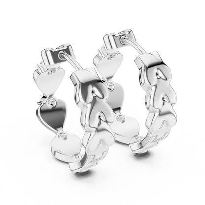 Elegant Triple Heart Diamond Hoops