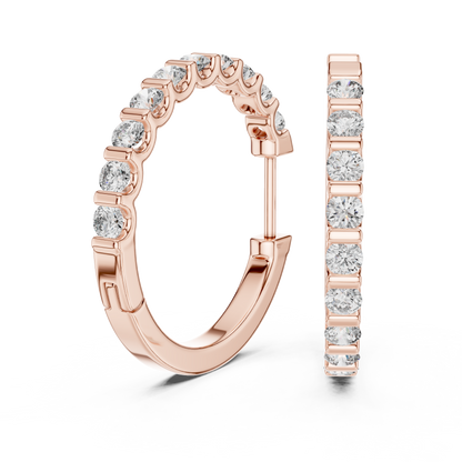 Elegant Channel Set Round Diamond Hoops