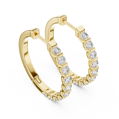 Elegant Channel Set Round Diamond Hoops