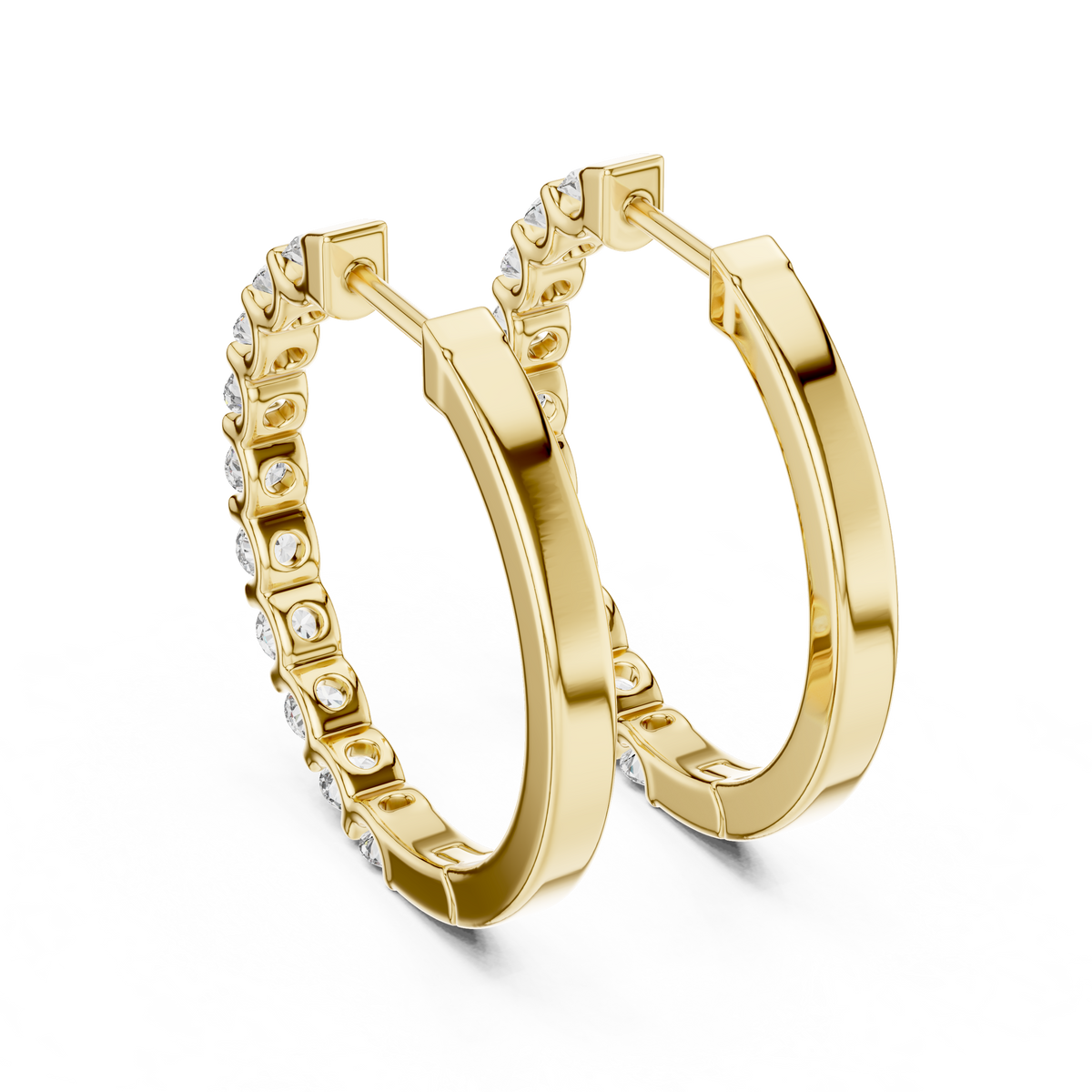 Elegant Channel Set Round Diamond Hoops
