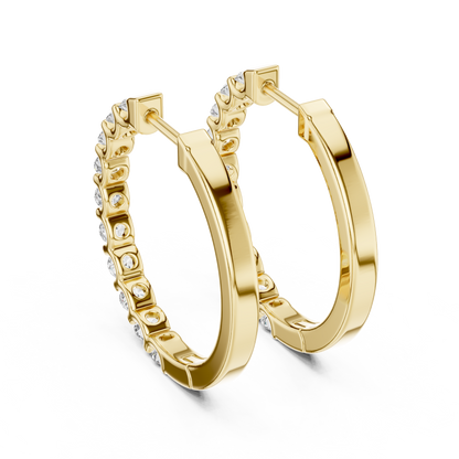 Elegant Channel Set Round Diamond Hoops