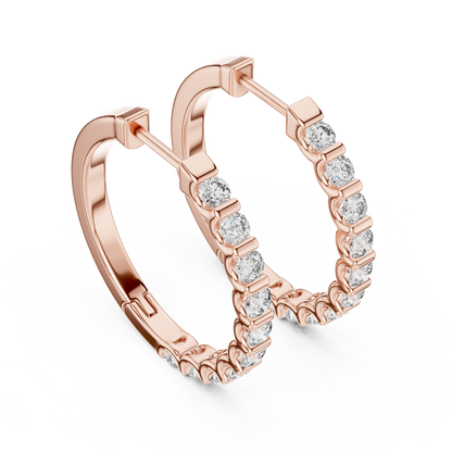 Elegant Channel Set Round Diamond Hoops