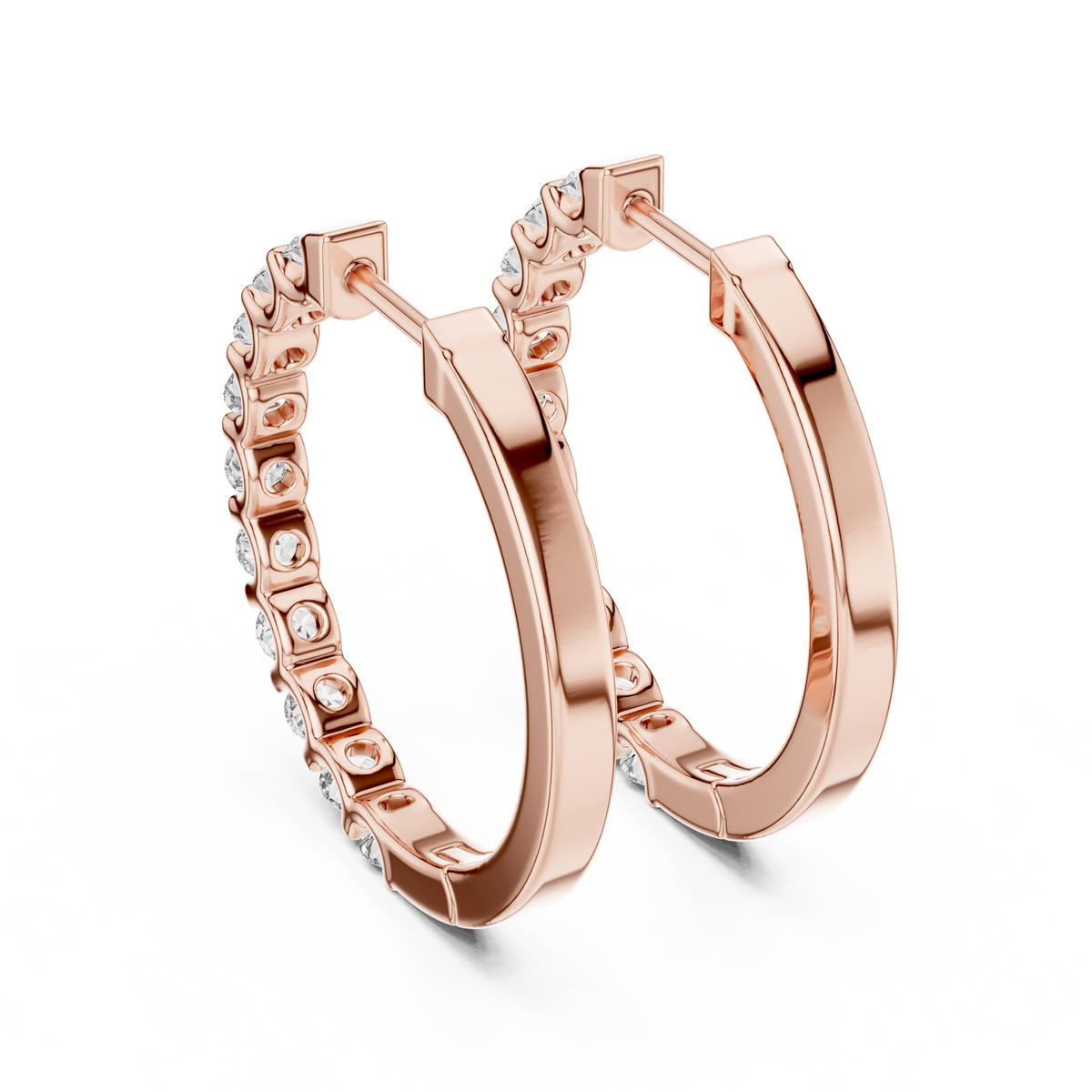 Elegant Channel Set Round Diamond Hoops