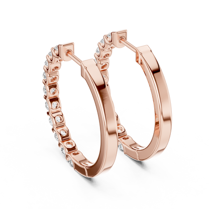 Elegant Channel Set Round Diamond Hoops