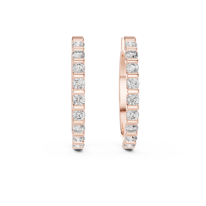 Elegant Channel Set Round Diamond Hoops