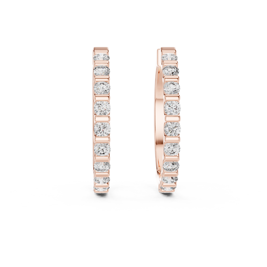 Elegant Channel Set Round Diamond Hoops