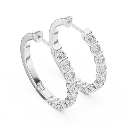 Elegant Channel Set Round Diamond Hoops