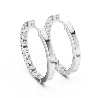 Elegant Channel Set Round Diamond Hoops