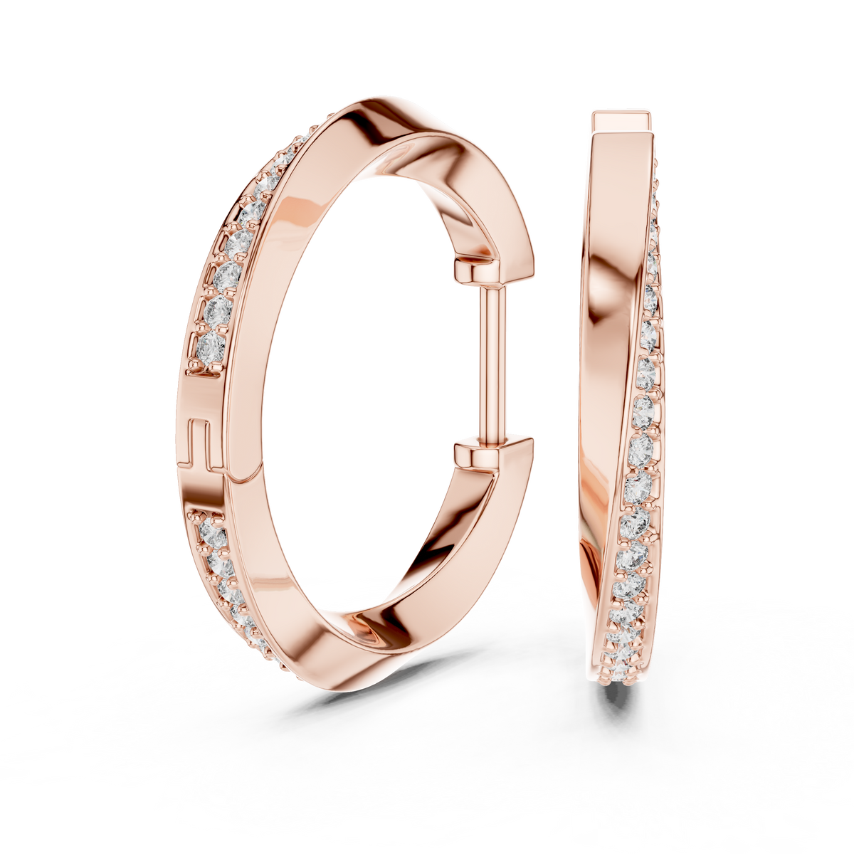 Elegant Curved Pavé Diamond Hoops
