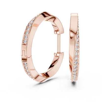 Elegant Curved Pavé Diamond Hoops