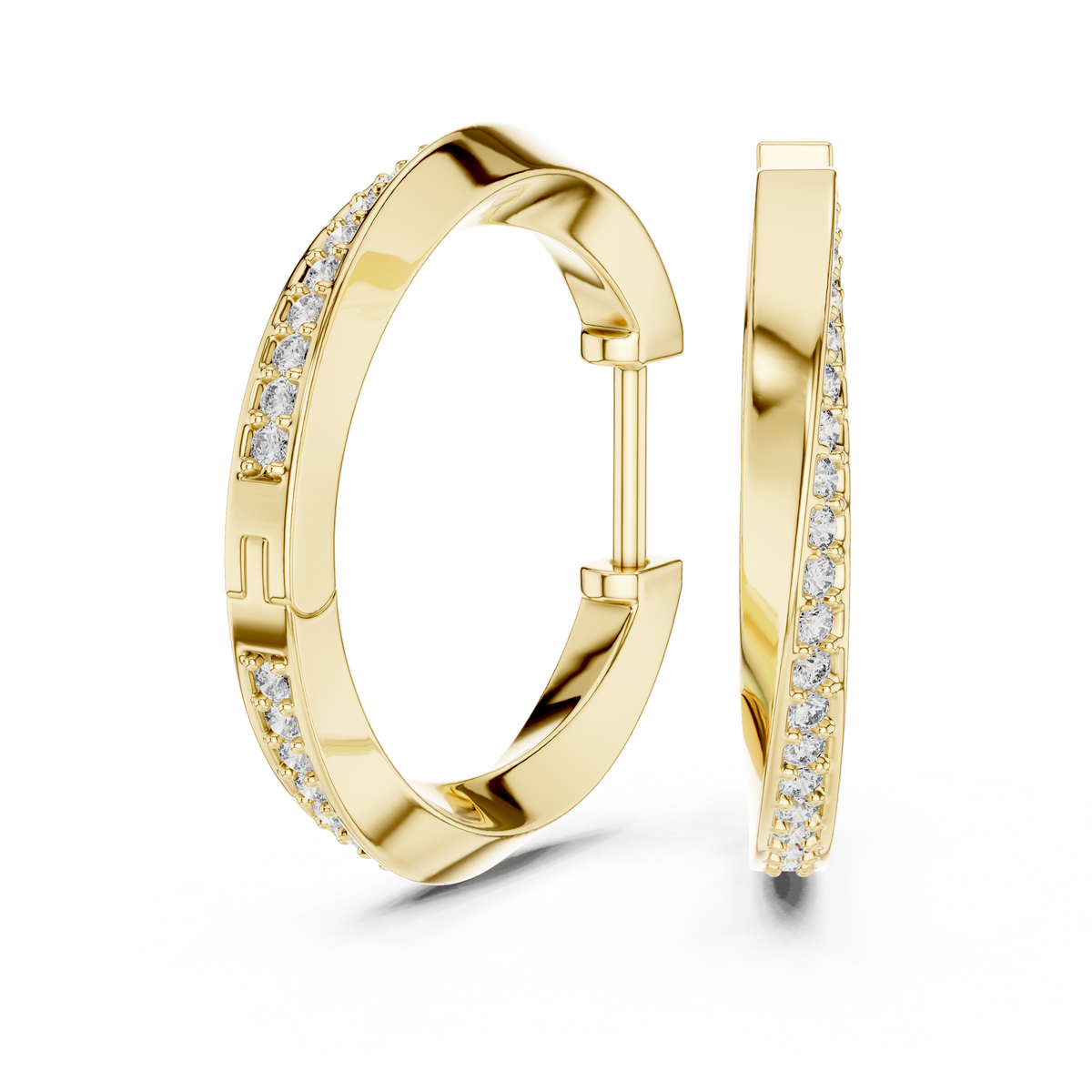 Elegant Curved Pavé Diamond Hoops