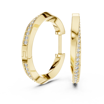 Elegant Curved Pavé Diamond Hoops