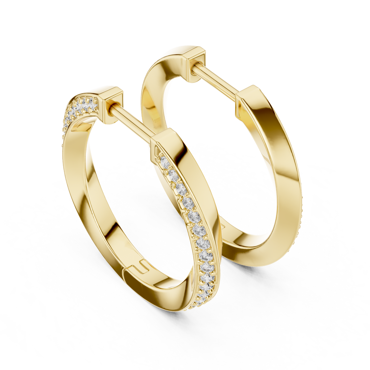 Elegant Curved Pavé Diamond Hoops
