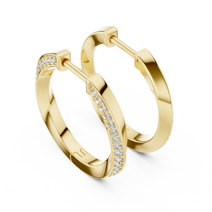 Elegant Curved Pavé Diamond Hoops