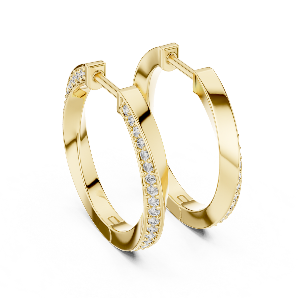 Elegant Curved Pavé Diamond Hoops