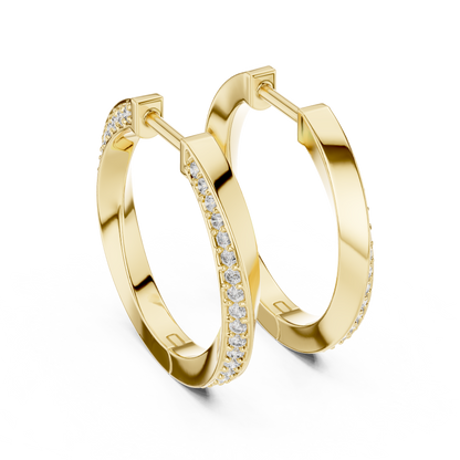 Elegant Curved Pavé Diamond Hoops
