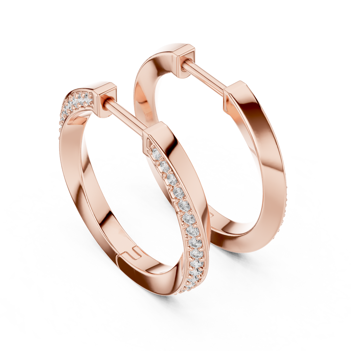 Elegant Curved Pavé Diamond Hoops