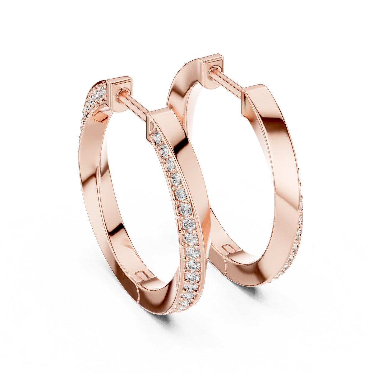Elegant Curved Pavé Diamond Hoops