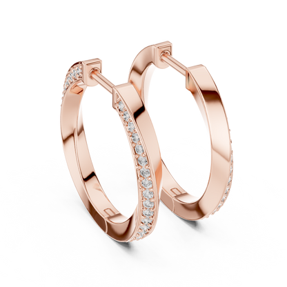 Elegant Curved Pavé Diamond Hoops