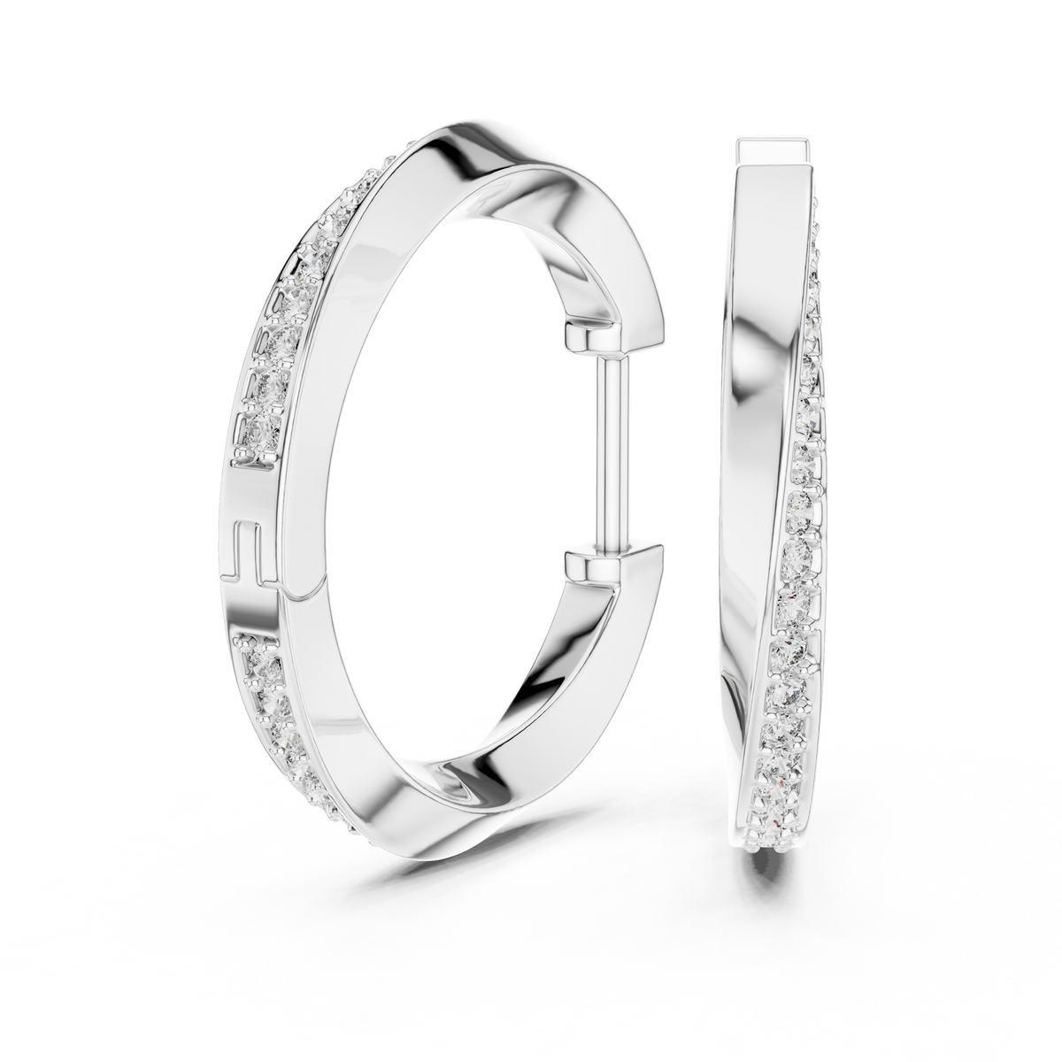 Elegant Curved Pavé Diamond Hoops