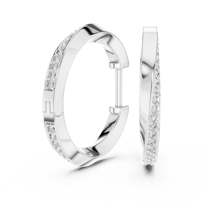 Elegant Curved Pavé Diamond Hoops