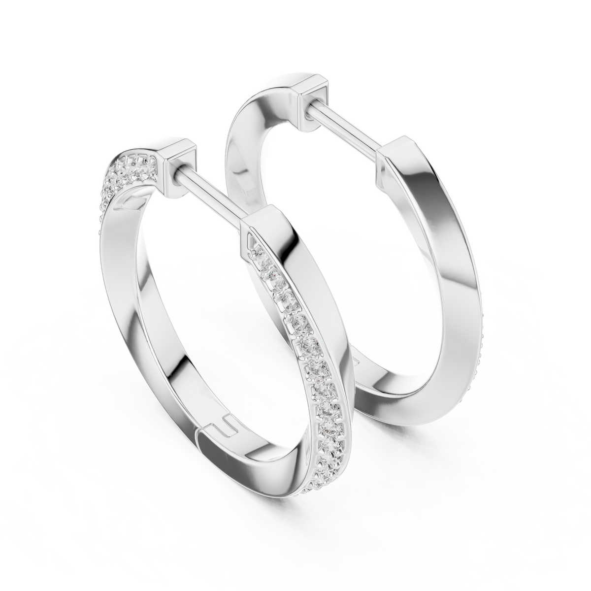 Elegant Curved Pavé Diamond Hoops