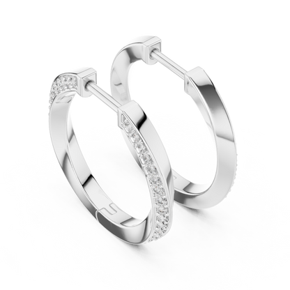 Elegant Curved Pavé Diamond Hoops