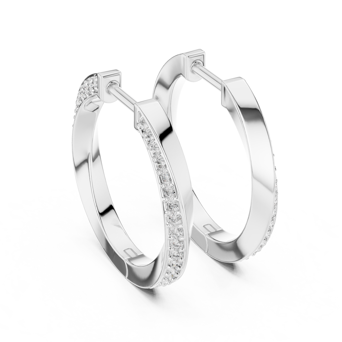 Elegant Curved Pavé Diamond Hoops
