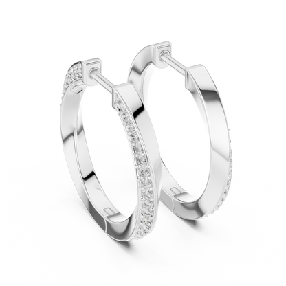 Elegant Curved Pavé Diamond Hoops