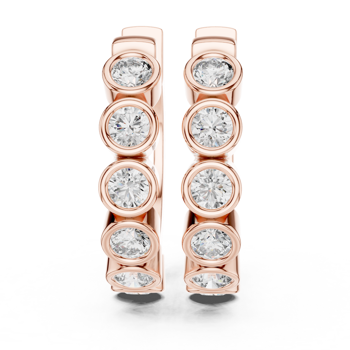 Regal Bezel Set Round Diamond Hoops