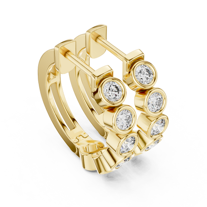 Regal Bezel Set Round Diamond Hoops