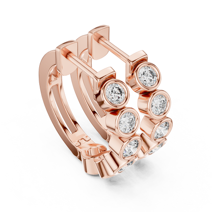 Regal Bezel Set Round Diamond Hoops