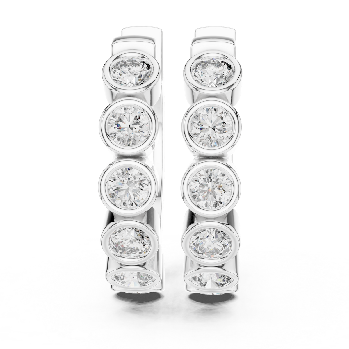 Regal Bezel Set Round Diamond Hoops