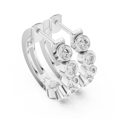 Regal Bezel Set Round Diamond Hoops