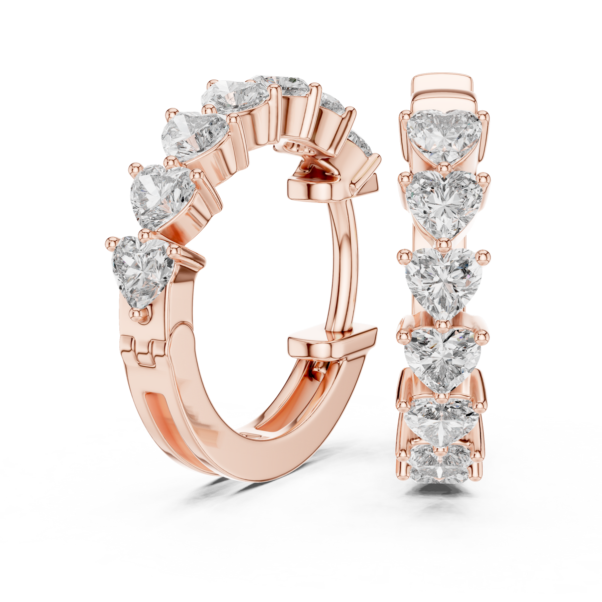 Elegant Heart Diamond Hoops
