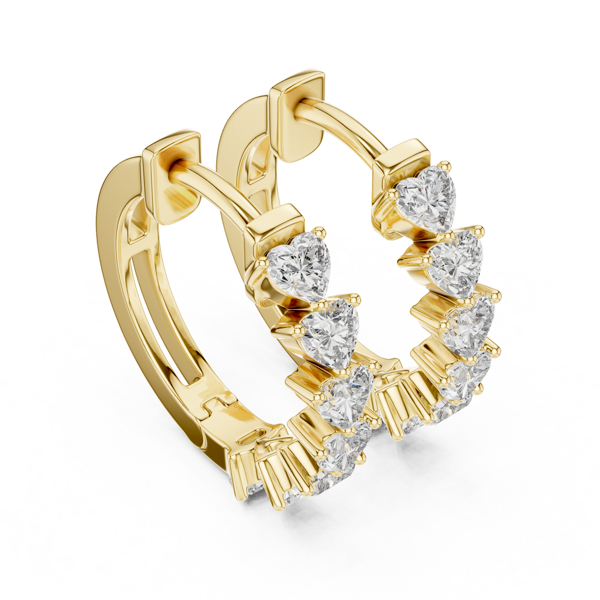 Elegant Heart Diamond Hoops