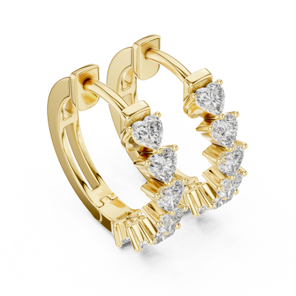 Elegant Heart Diamond Hoops