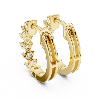 Elegant Heart Diamond Hoops