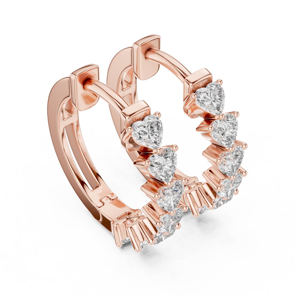 Elegant Heart Diamond Hoops